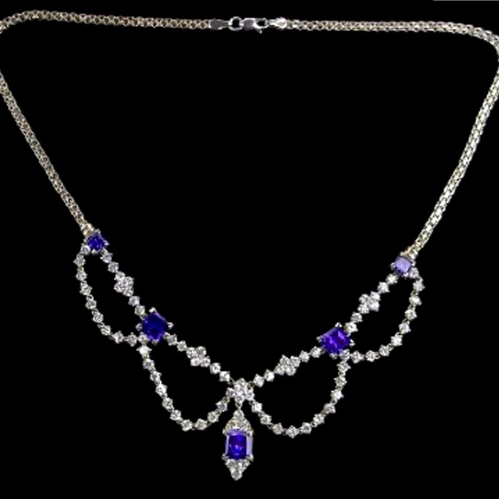 Designer‎ Sterling and Amethyst Necklace 17”